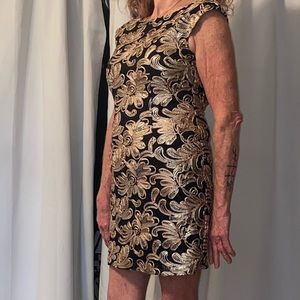 Betsy & Adam Black & Gold Holiday Dress size 4